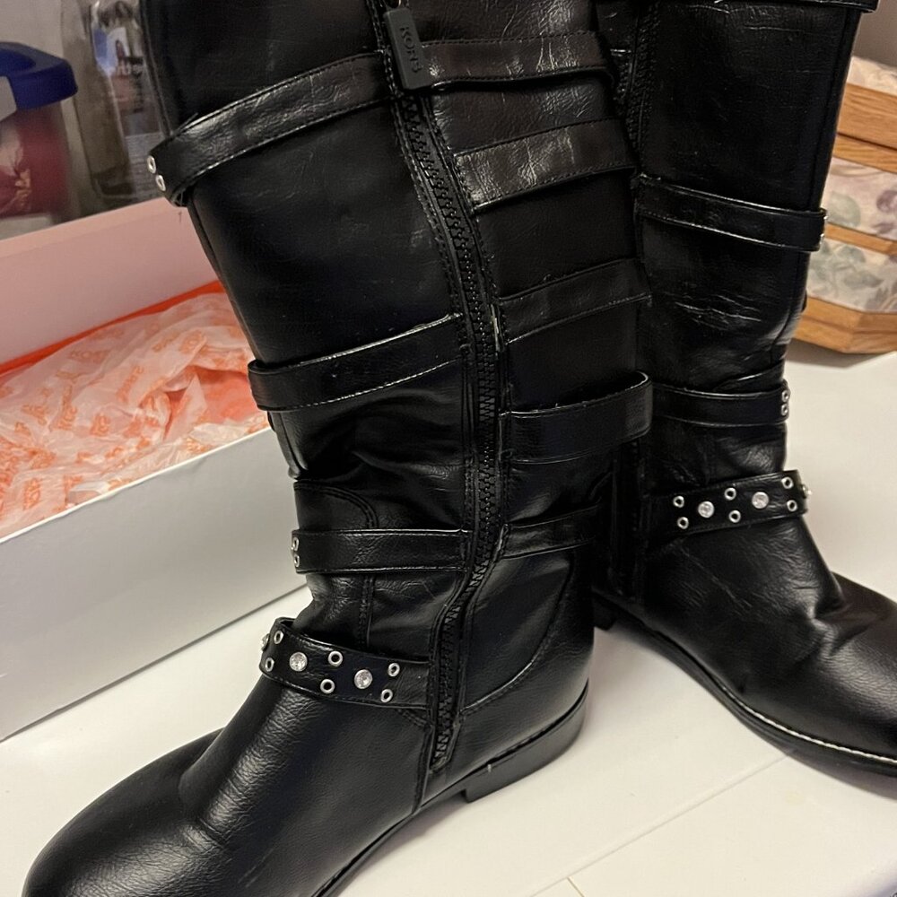 Girl's Michael Kors Black Tall Boots with Bling Size 5 - Picture 3 of 7
